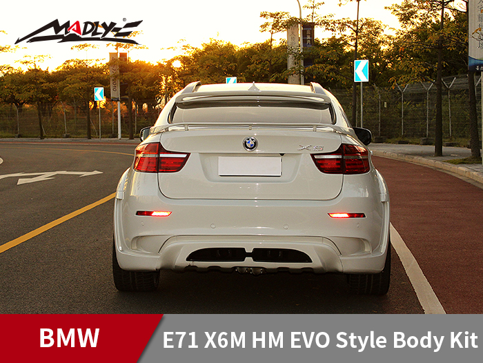 2008-2014 BMW E71 X6/X6M HM EVO-M style body kit With Middle Flat Exhaust Tips Rear Bumper