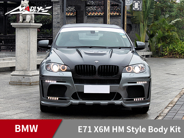 2008-2014 BMW E71 X6M HM Style Body Kits With Middle Round Exhaust Tips Front Bumper
