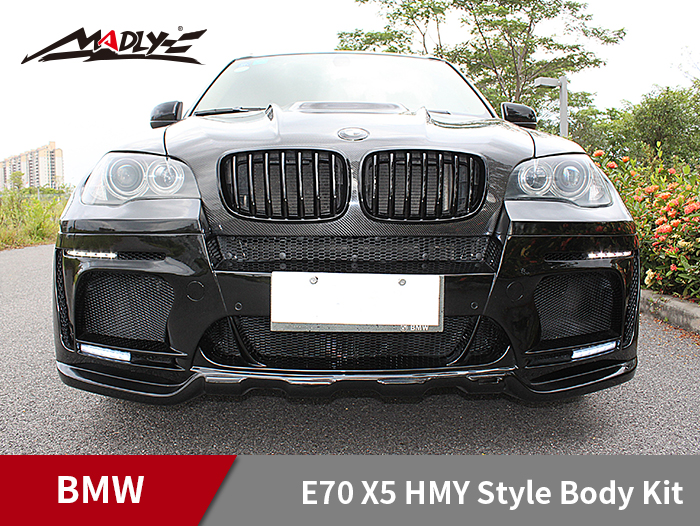 2011-2013 BMW X5 E70 HMY Style Wide Body Kits With Middle Round Exhaust Tips Front Bumper